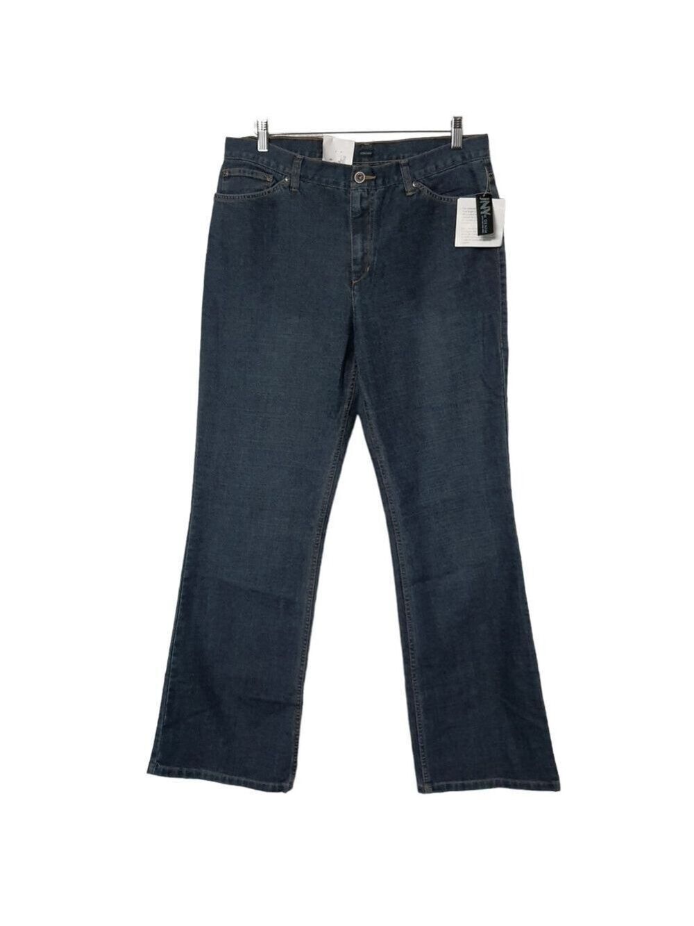 Jones New York Sport Premium Denim Flare Jeans Blue Black Wash Size 14